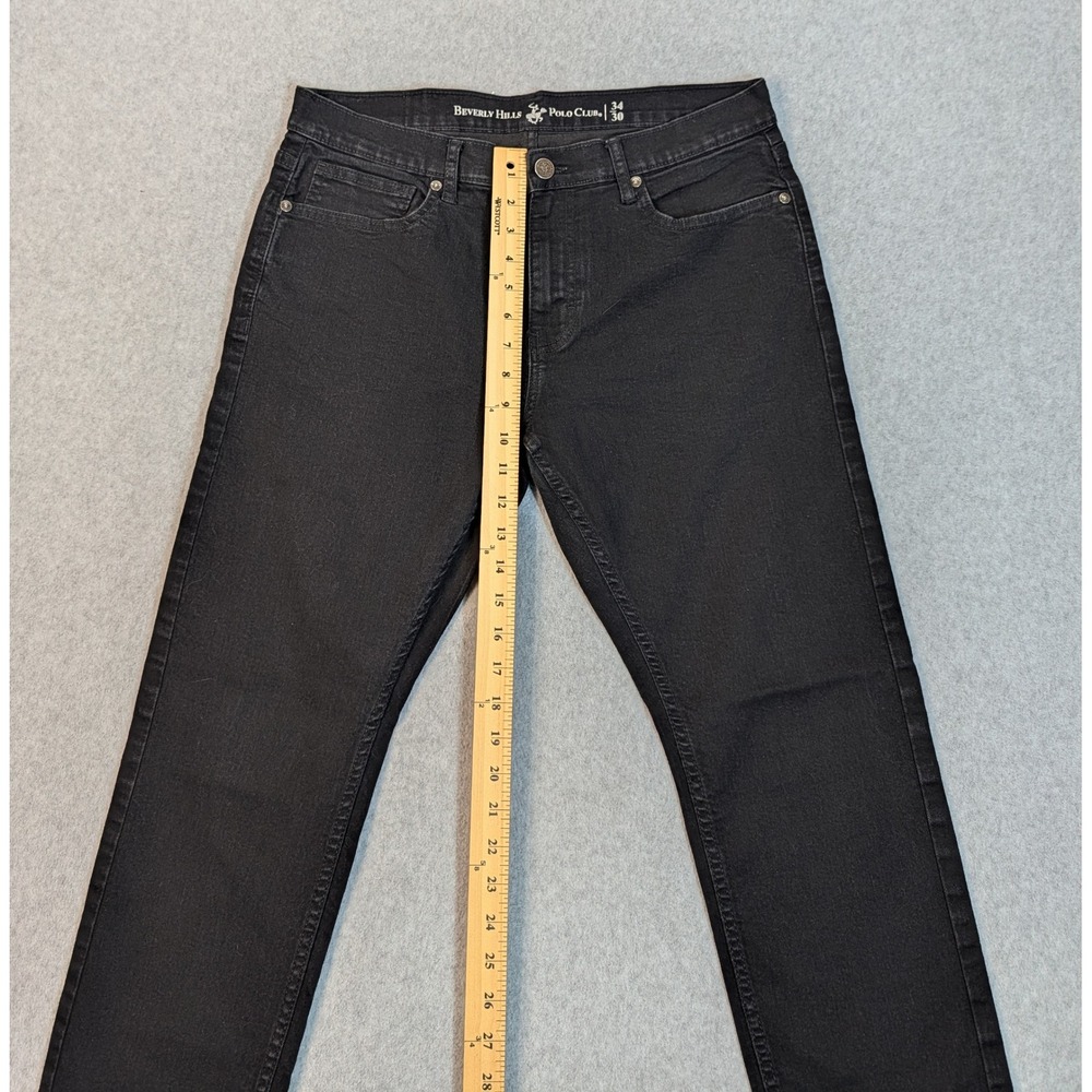 Beverly Hills Polo Club Mens Black Slim Straight Jeans 34x30 Stretch Denim - Picture 8 of 12